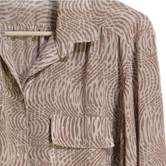 Cover Story Button Down Blouse, Taupe/White Swiggle, Excel. Condition Women's 8 - Picture 1 of 6